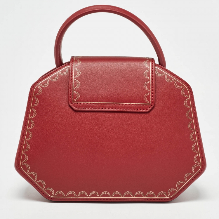 Pre Owned Cartier Red Leather Mini Guirlande De Cartier Top Handle Bag
