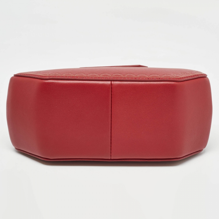 Pre Owned Cartier Red Leather Mini Guirlande De Cartier Top Handle Bag