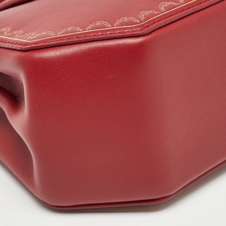 Pre Owned Cartier Red Leather Mini Guirlande De Cartier Top Handle Bag