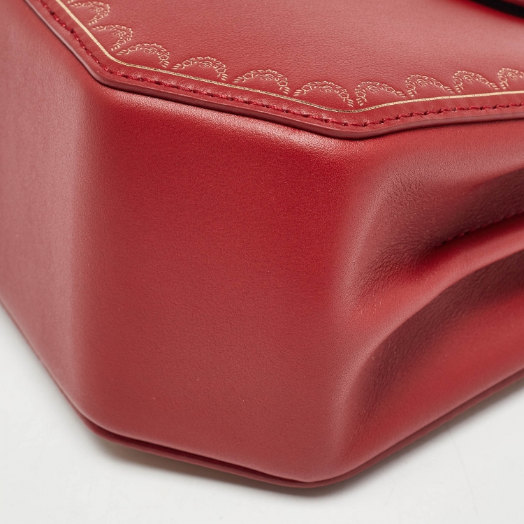 Pre Owned Cartier Red Leather Mini Guirlande De Cartier Top Handle Bag