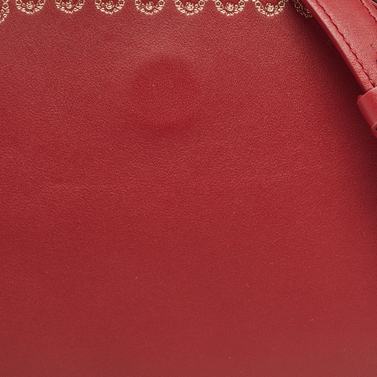 Pre Owned Cartier Red Leather Mini Guirlande De Cartier Top Handle Bag
