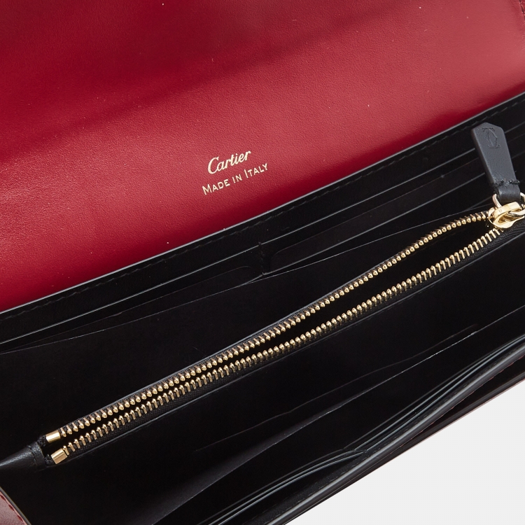 Pre Owned Cartier Red Leather C De Cartier Continental Wallet