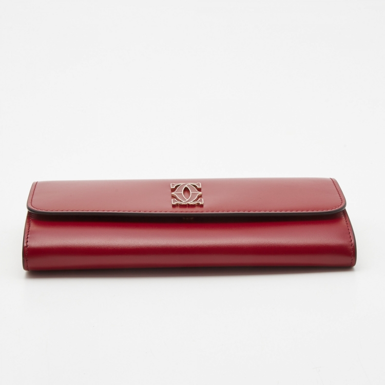 Pre Owned Cartier Red Leather C De Cartier Continental Wallet