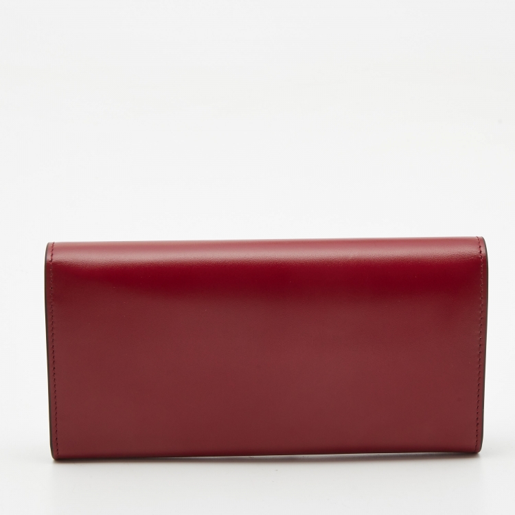 Pre Owned Cartier Red Leather C De Cartier Continental Wallet