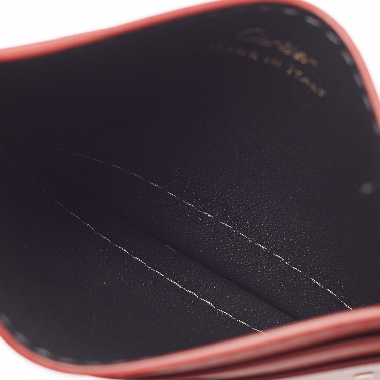 Pre Owned Cartier Red Leather Diabolo de Cartier Card Holder