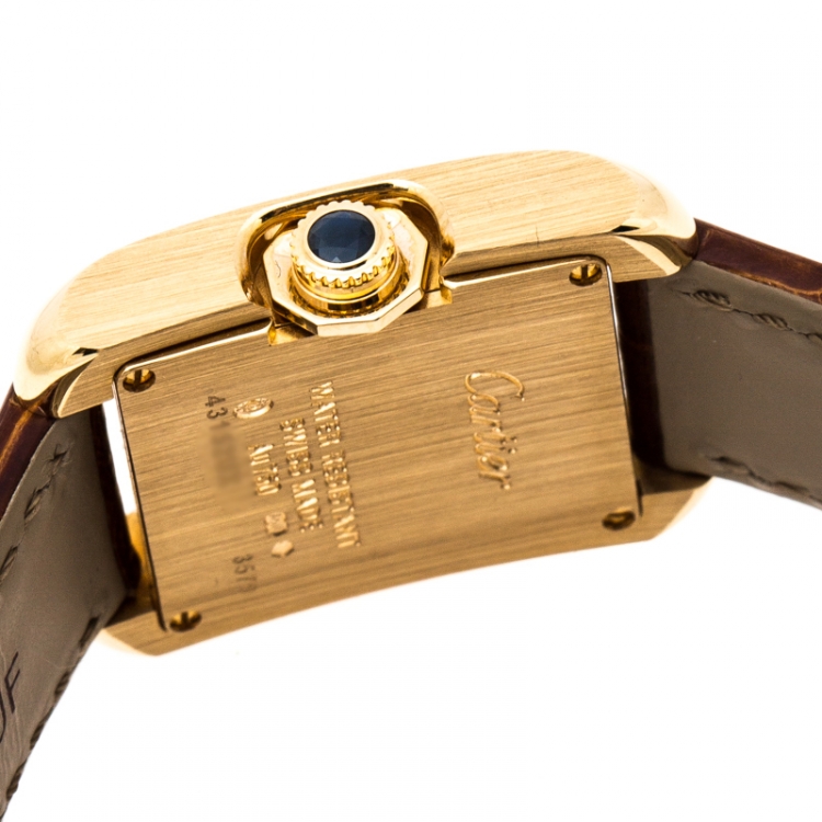 Pre Owned Cartier Silver 18K Rose Gold Tank Anglaise 3579 Women's Wristwatch 23 mm