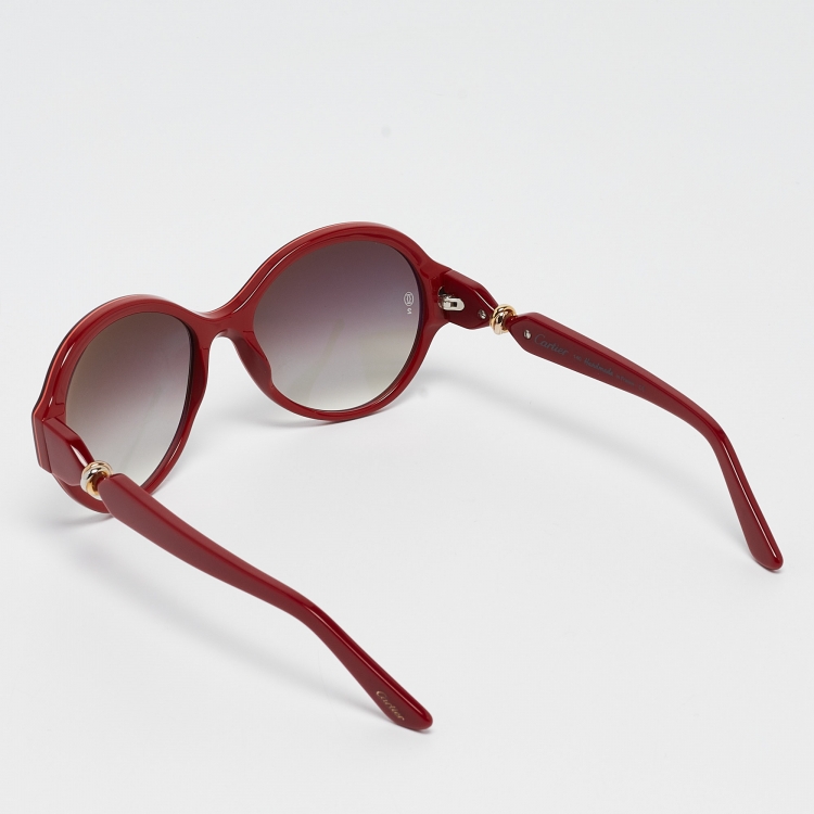 مملوكة مسبقًا Cartier Red/Black Gradient Trinity De Cartier Frame Round Sunglasses