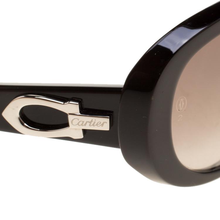 Pre Owned Cartier Black Cateye Sunglasses