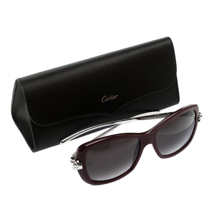 Pre Owned Cartier Red Panthère De Cartier Sunglasses