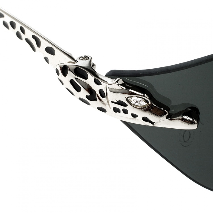 Pre Owned Cartier Silver/Black Panthere De Cartier Rimless Jewel Sunglasses