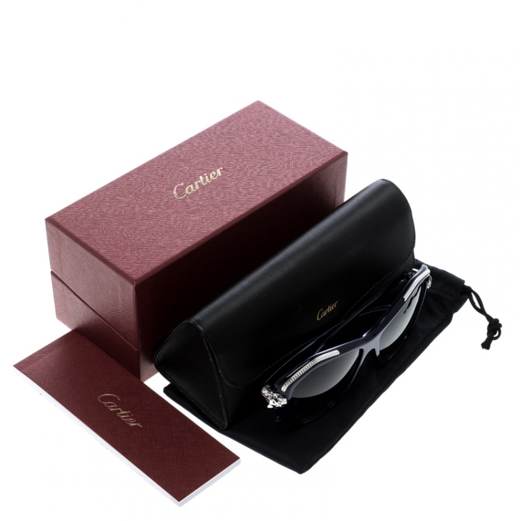 Pre Owned Cartier Dark Blue/Brown Gradient Panthere De Cartier Sunglasses