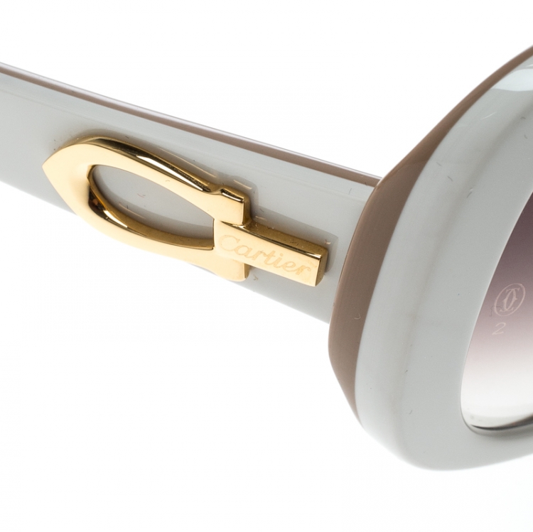 Pre Owned Cartier Beige/Brown Gradient Solaire Oversize Sunglasses