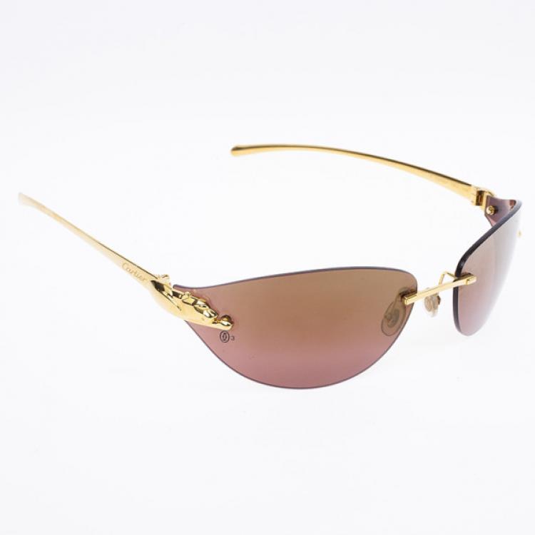 Cartier Eyewear Tiger Head-plaque cat eye-frame sunglasses - Brown