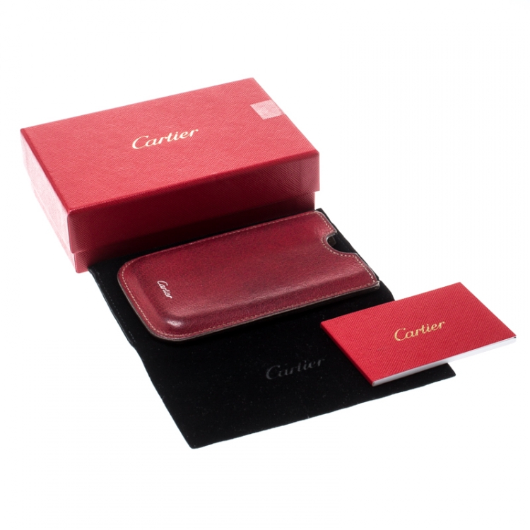 Pre Owned Cartier Red Leather iPhone Case