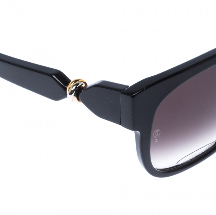 Pre Owned Cartier Black/Black Gradient T8201083 Trinity Wayfarer Sunglasses
