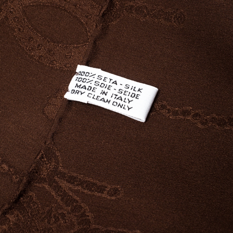 Pre Owned Must de Cartier Brown Le Panthere Monogram Silk Square Scarf