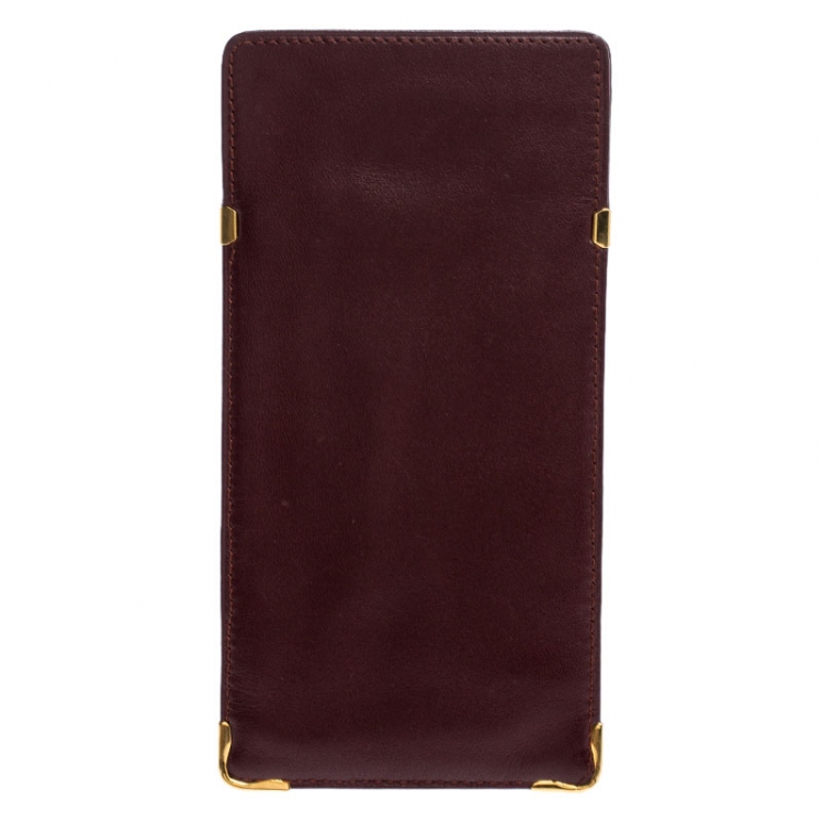 Pre Owned Cartier Burgundy Leather Sunglasses Case