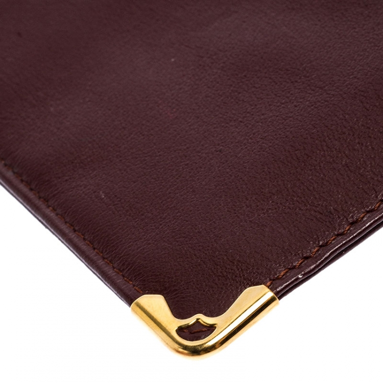 Pre Owned Cartier Burgundy Leather Sunglasses Case