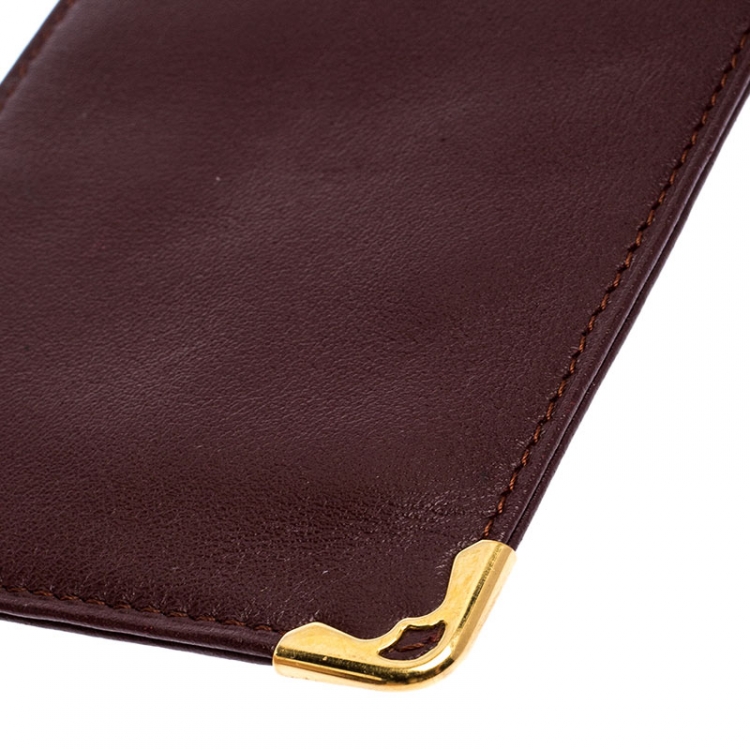 Pre Owned Cartier Burgundy Leather Sunglasses Case