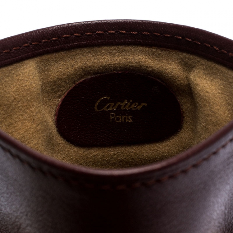 Pre Owned Cartier Burgundy Leather Sunglasses Case