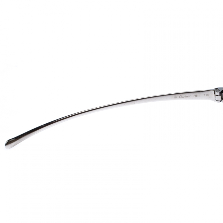 Pre Owned Cartier Blue Panthère de Cartier Rimless Oval Sunglasses