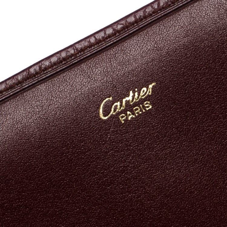 Pre Owned Cartier Burgundy Leather Must de Cartier Cheque Holder