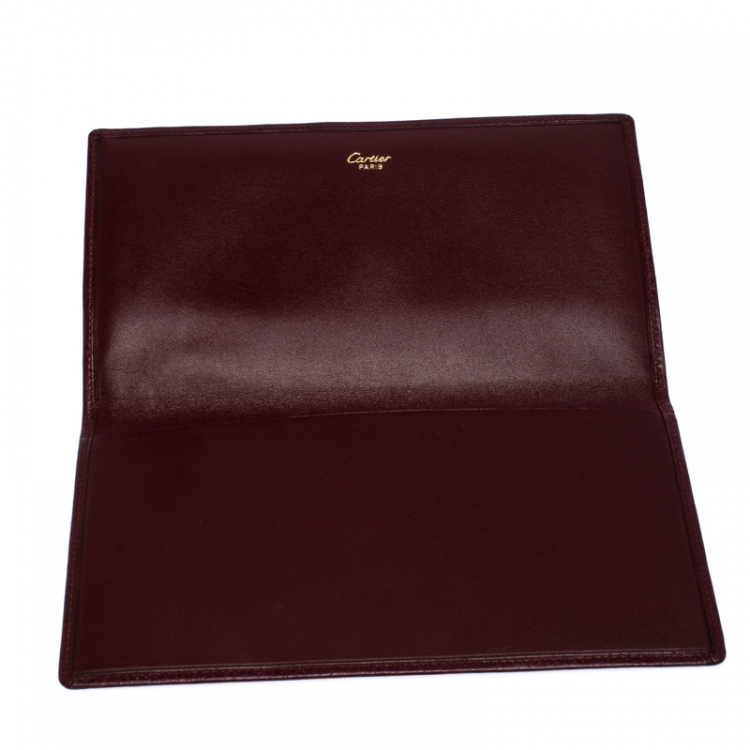 Pre Owned Cartier Burgundy Leather Must de Cartier Cheque Holder