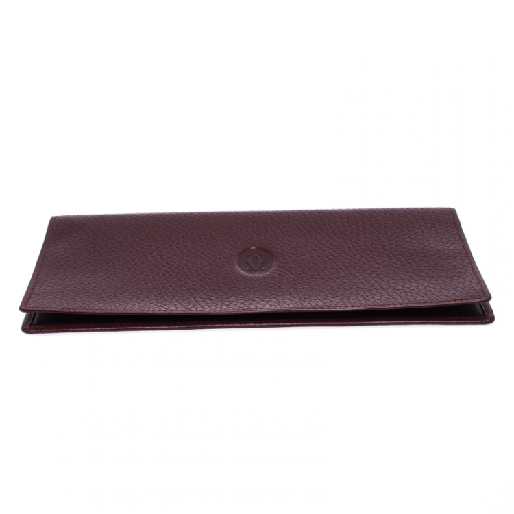 Pre Owned Cartier Burgundy Leather Must de Cartier Cheque Holder