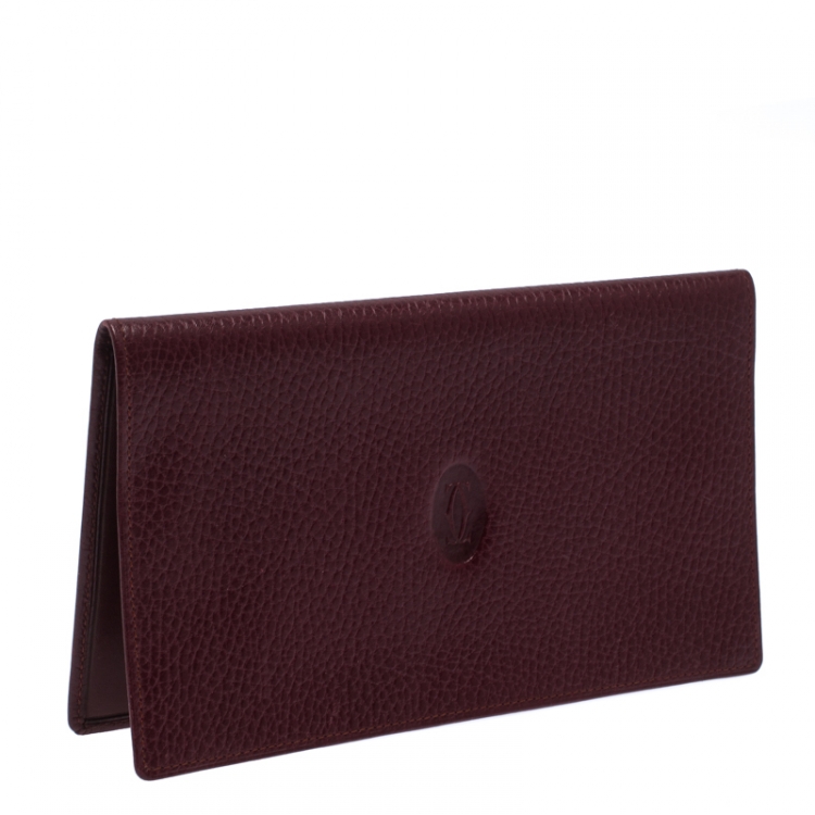 Pre Owned Cartier Burgundy Leather Must de Cartier Cheque Holder