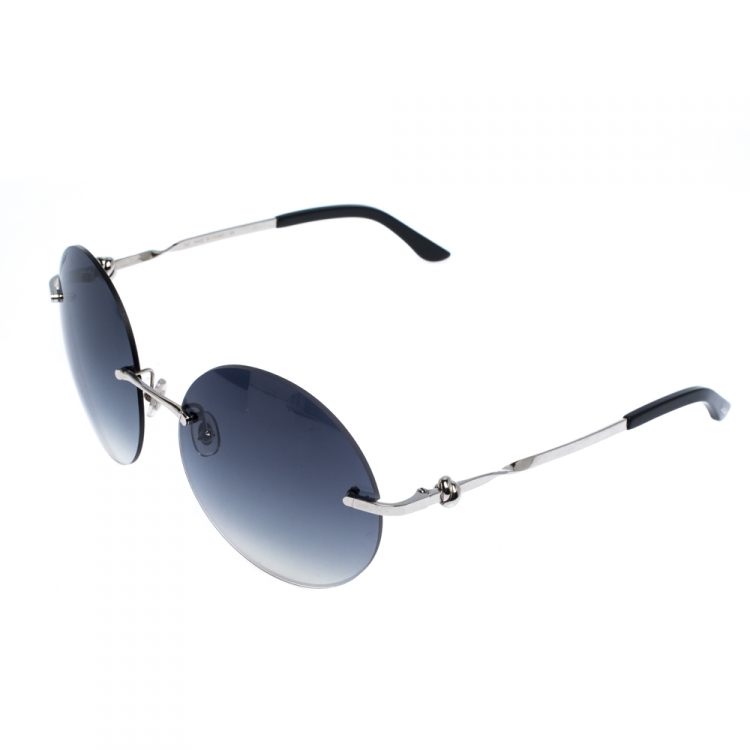 Pre Owned Cartier Palladium Plated / Grey Gradient Trinity Round Sunglasses