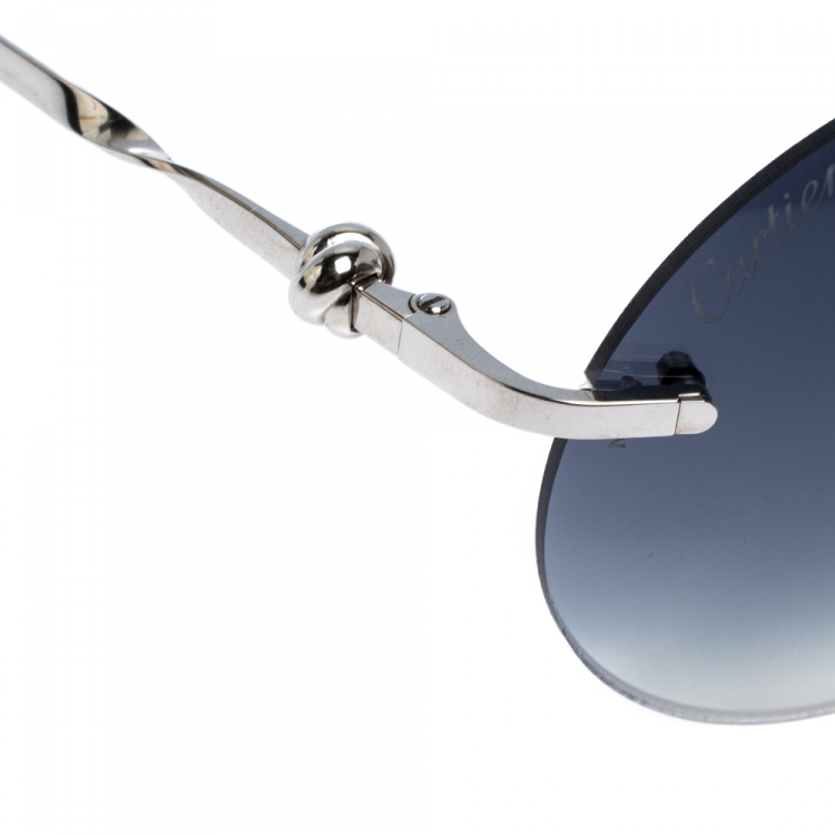 Pre Owned Cartier Palladium Plated / Grey Gradient Trinity Round Sunglasses