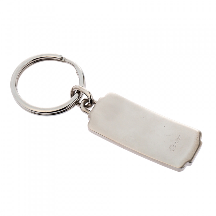 Pre Owned Cartier Logo Two Tone Keychain