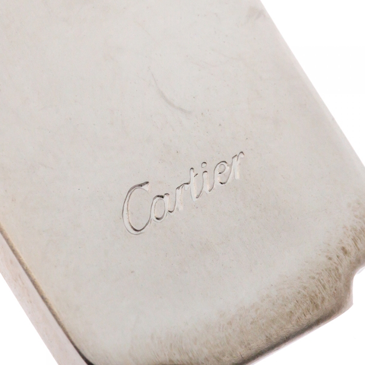 Pre Owned Cartier Logo Two Tone Keychain