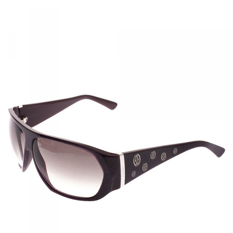 Pre Owned Cartier Purple/Black Gradient Oversized Sunglasses