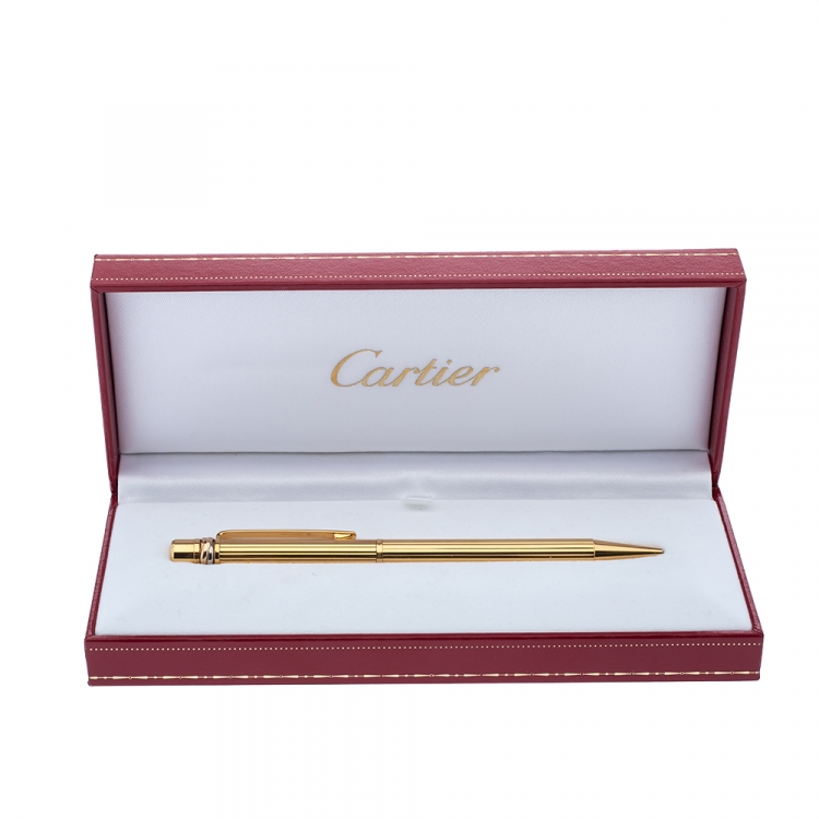 Pre Owned Cartier Must de Cartier Trinity Textured Gold Plated ST150152 Ballpoint Pen