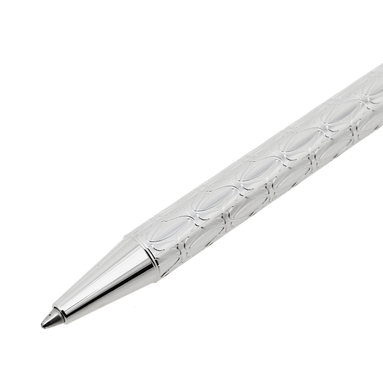 Pre Owned Cartier Palladium Finish Monogram Santos De Cartier Ballpoint Pen