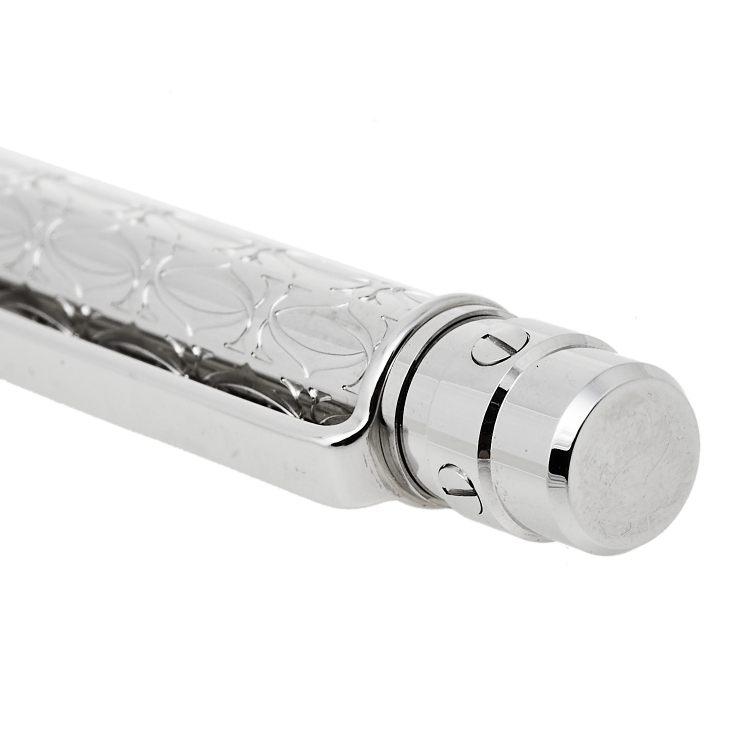 Pre Owned Cartier Palladium Finish Monogram Santos De Cartier Ballpoint Pen