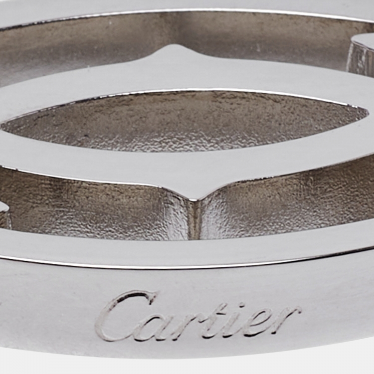 Pre Owned Cartier Logo Silver Tone Cord Necklace