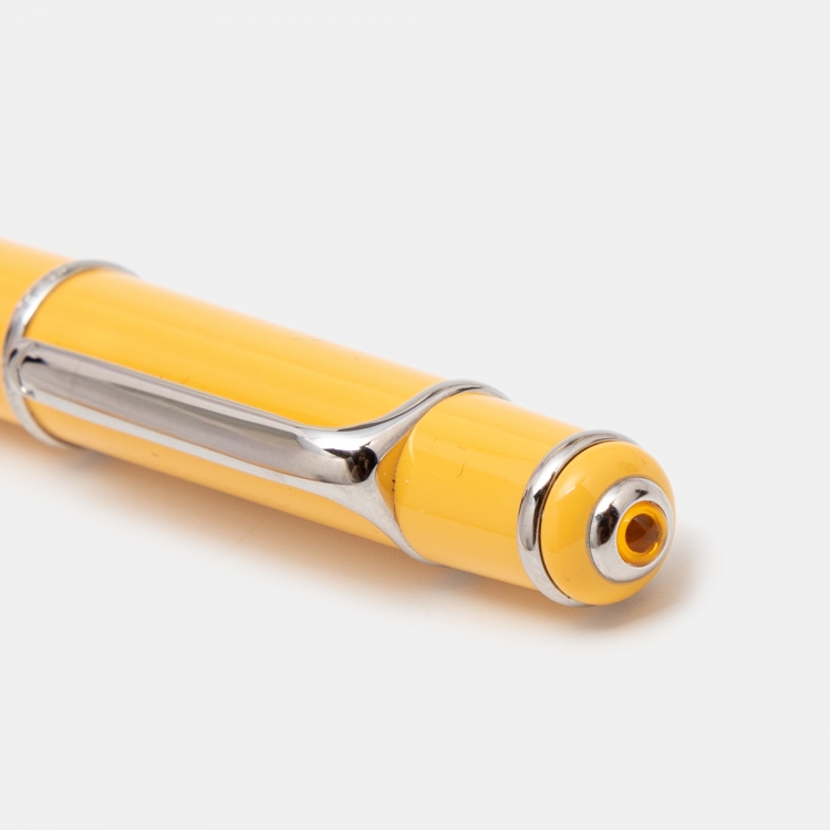 Pre Owned Cartier Diabolo Yellow Lacquer Palladium FInish Mini Ballpoint Pen