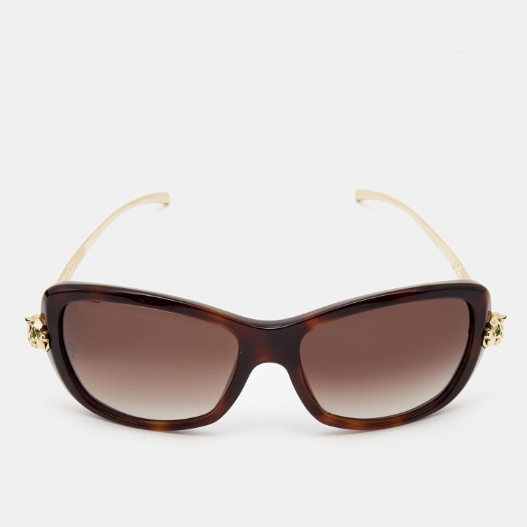 Pre Owned Cartier Brown Gradient Gradient Panthere De Cartier Square Sunglasses