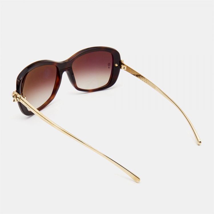 Pre Owned Cartier Brown Gradient Gradient Panthere De Cartier Square Sunglasses
