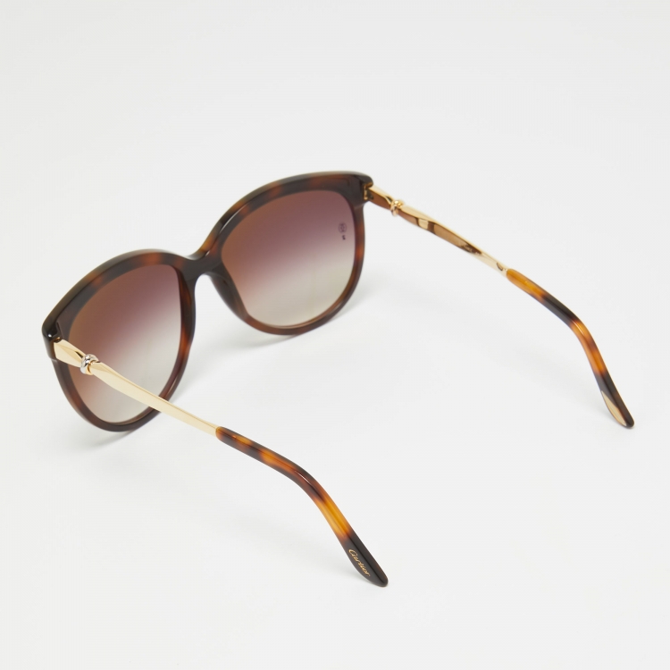 مملوكة مسبقًا Cartier Brown Tortoise Gradient 6229939 Cat Eye Sunglasses 
