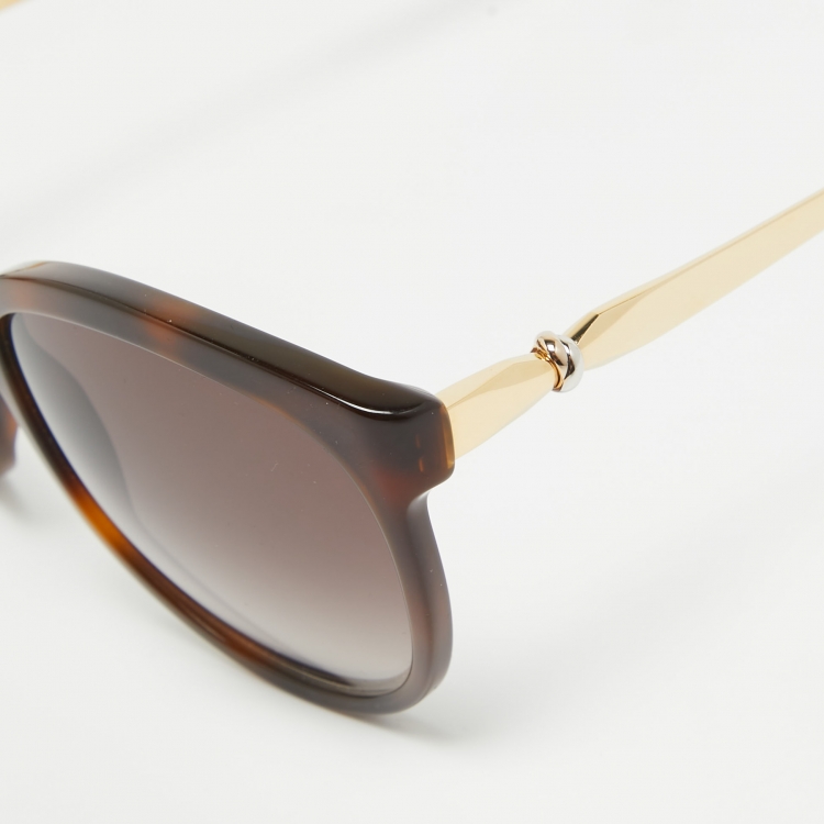 مملوكة مسبقًا Cartier Brown Tortoise Gradient 6229939 Cat Eye Sunglasses 