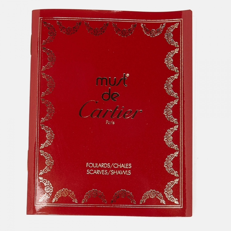 Pre Owned Cartier Red Must de Cartier Print Silk Scarf