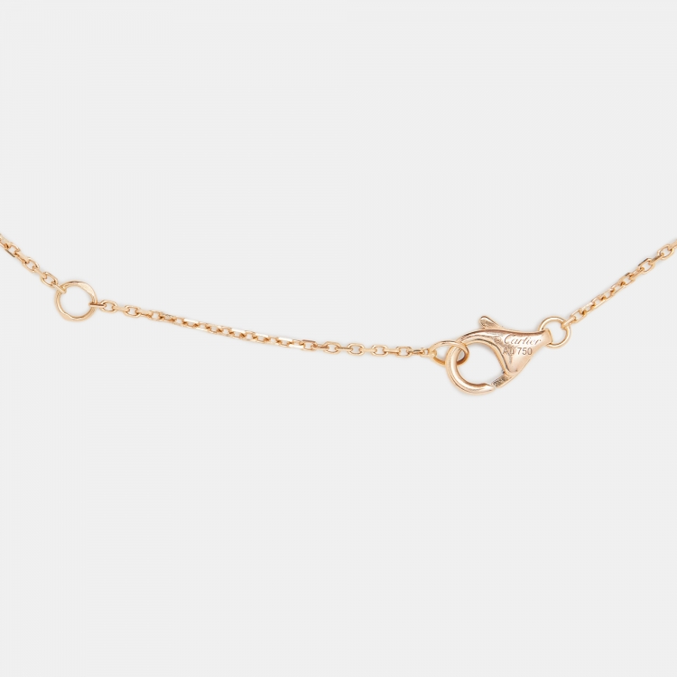 Pre Owned Cartier Amulette De Cartier Malachite Diamond 18k Rose Gold Necklace