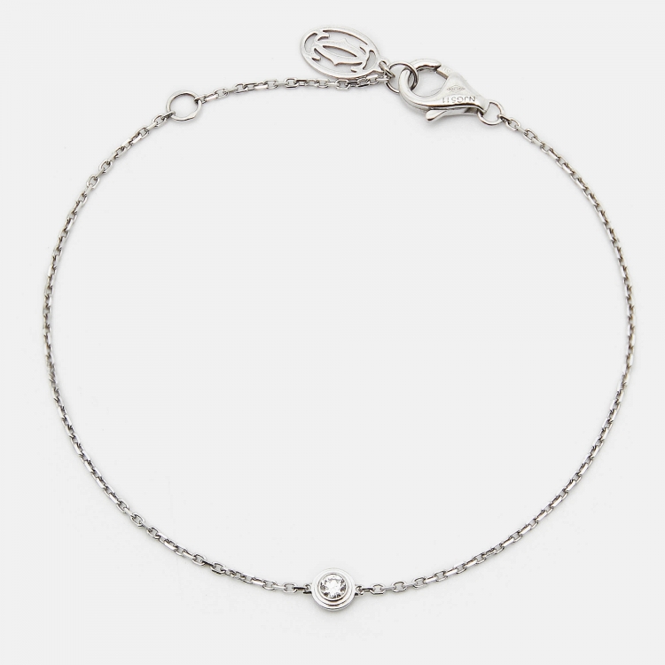 Pre Owned Cartier D'Amour Diamond 18K White Gold XS Model Bracelet