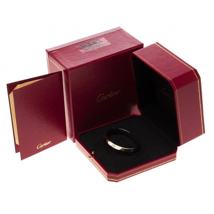 Pre Owned Cartier Love White Gold Open Cuff Bracelet Size 18