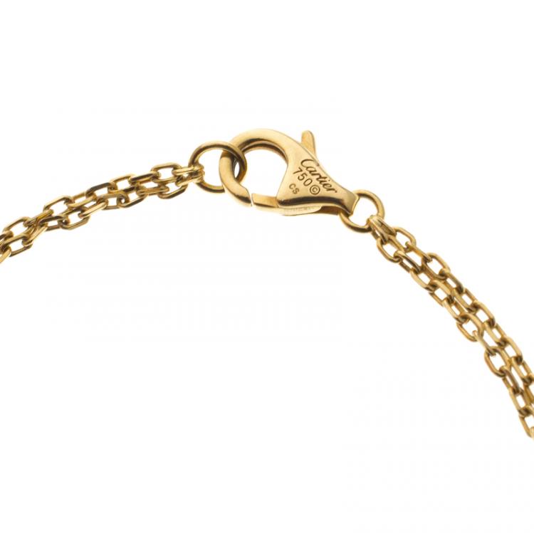 Pre Owned Cartier Love Diamond 18k Yellow Gold Chain Bracelet 16cm