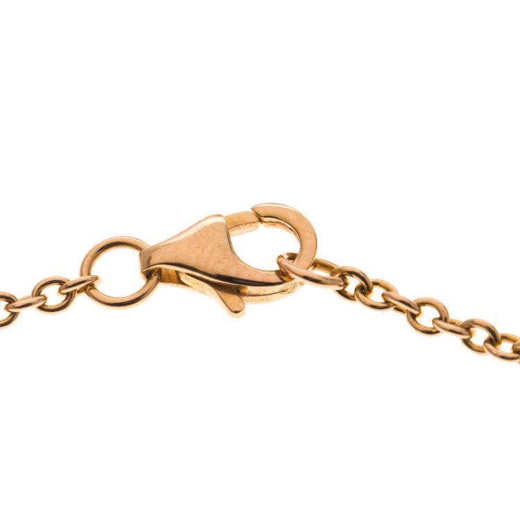 Pre Owned Cartier Love 2 Hoops 18k Rose Gold Necklace 