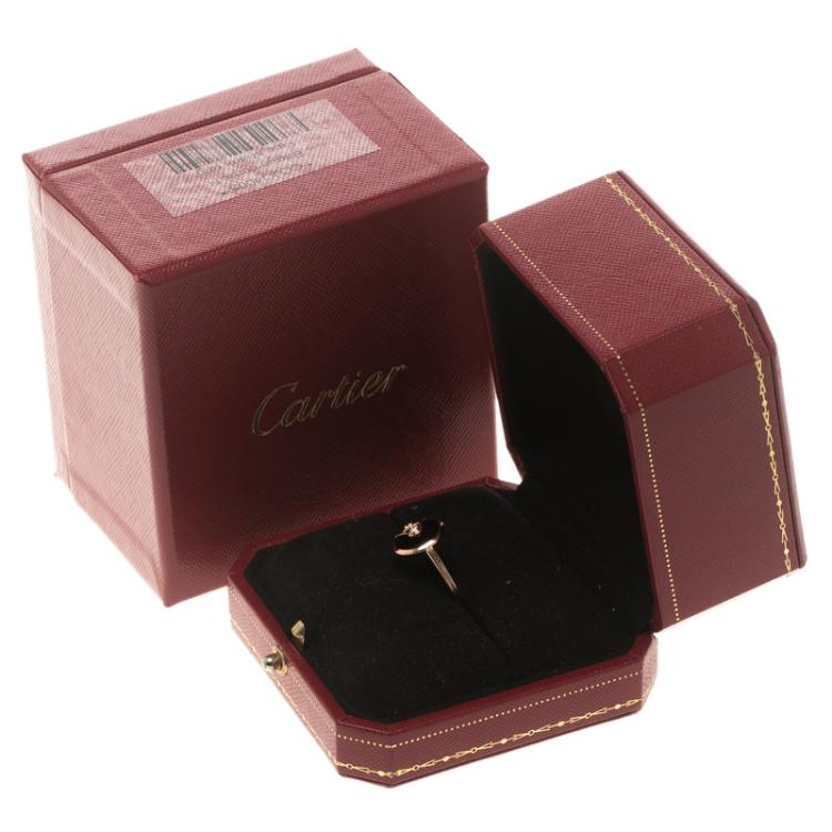 مملوكة مسبقًا Cartier Amulette de Cartier Onyx Diamond Rose Gold Ring Size 56